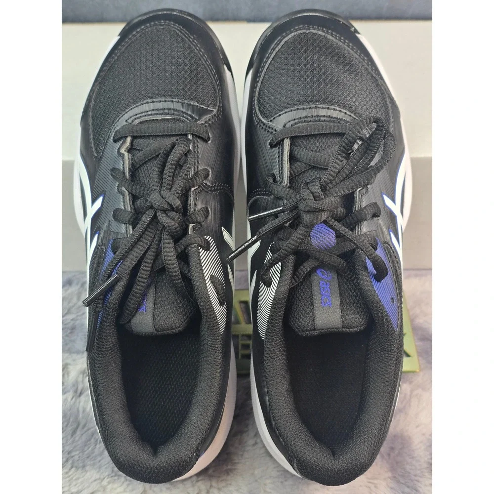 NWOT Asics Gel-Game GS Black White Blue Tennis Athletic Shoes Kids Size 4